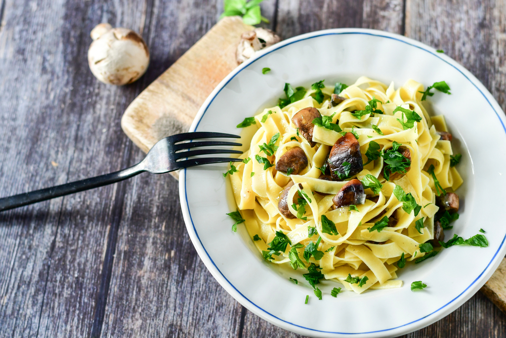 Hubové carbonara fettuccine